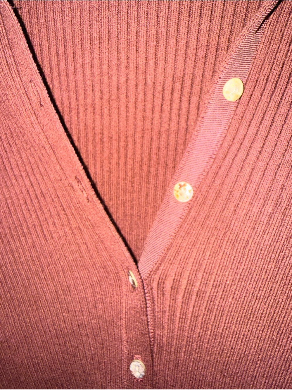 Sundance Brown Ribbed Button-Front Long Sleeve Collared Top - Picture 4 of 5